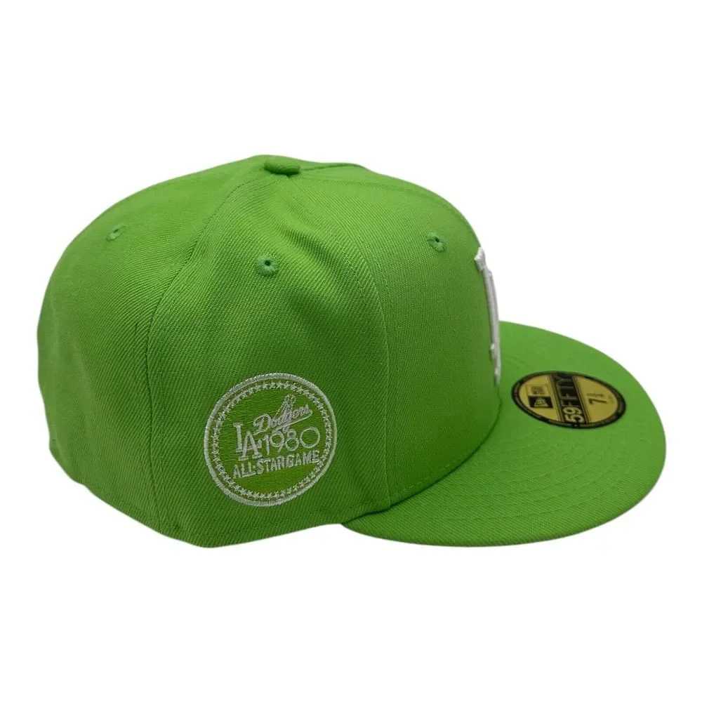 New Era 59Fifty Los Angeles Dodgers Hat Cap‎ 7 3/4 Lime Green 1980 All Star Game
